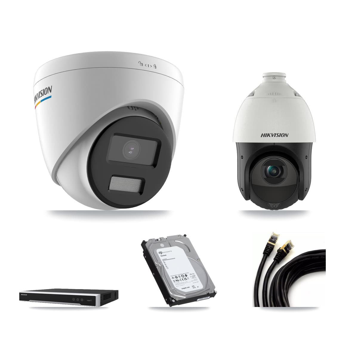 Hikvision 16-Channel 2MP – 4MP CCTV Kit — 9 2MP Turret + 1 4MP PTZ Cameras + 6TB Recording (DS-7616NI-M2 Recorder)