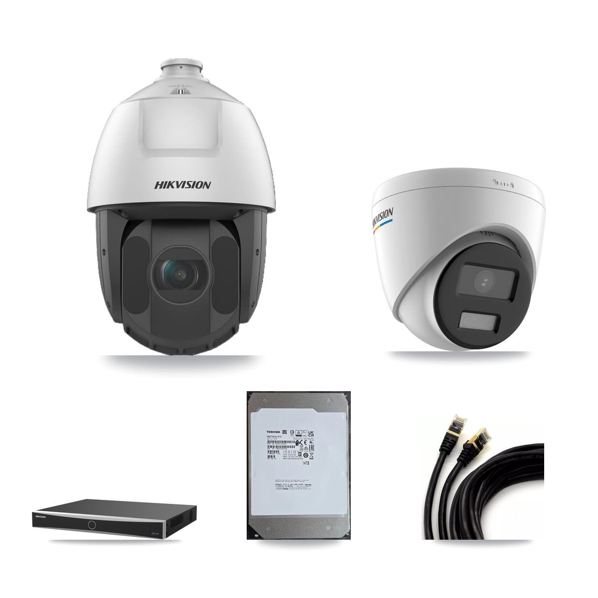 Hikvision 16-Channel 2MP CCTV Kit — 1 Turret + 13 PTZ Cameras + 14TB Recording (DS-7616NXI Recorder) - Image 1