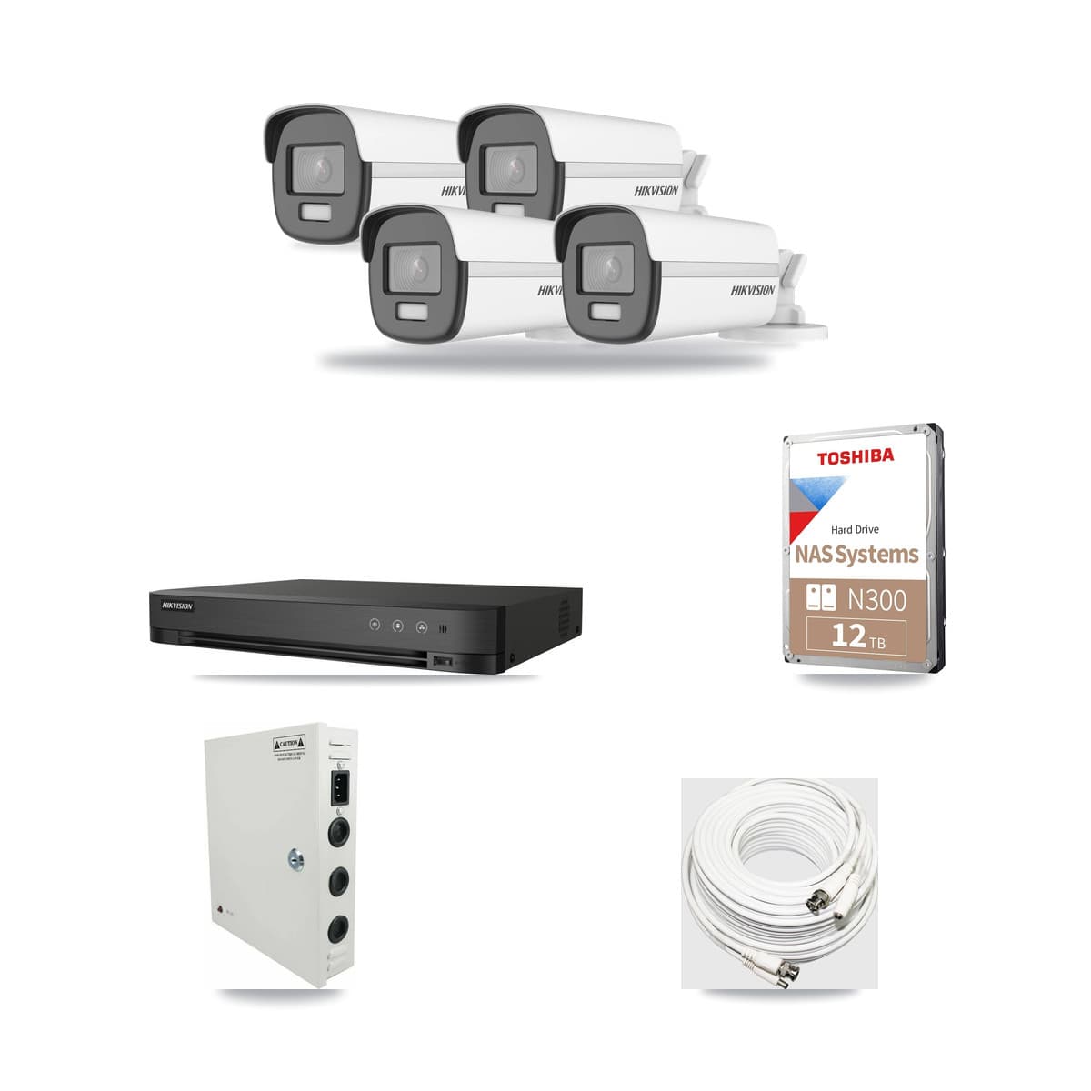 Hikvision 4-Channel 4K CCTV Kit — 4 Bullet Cameras + 12TB Recording - Image 1