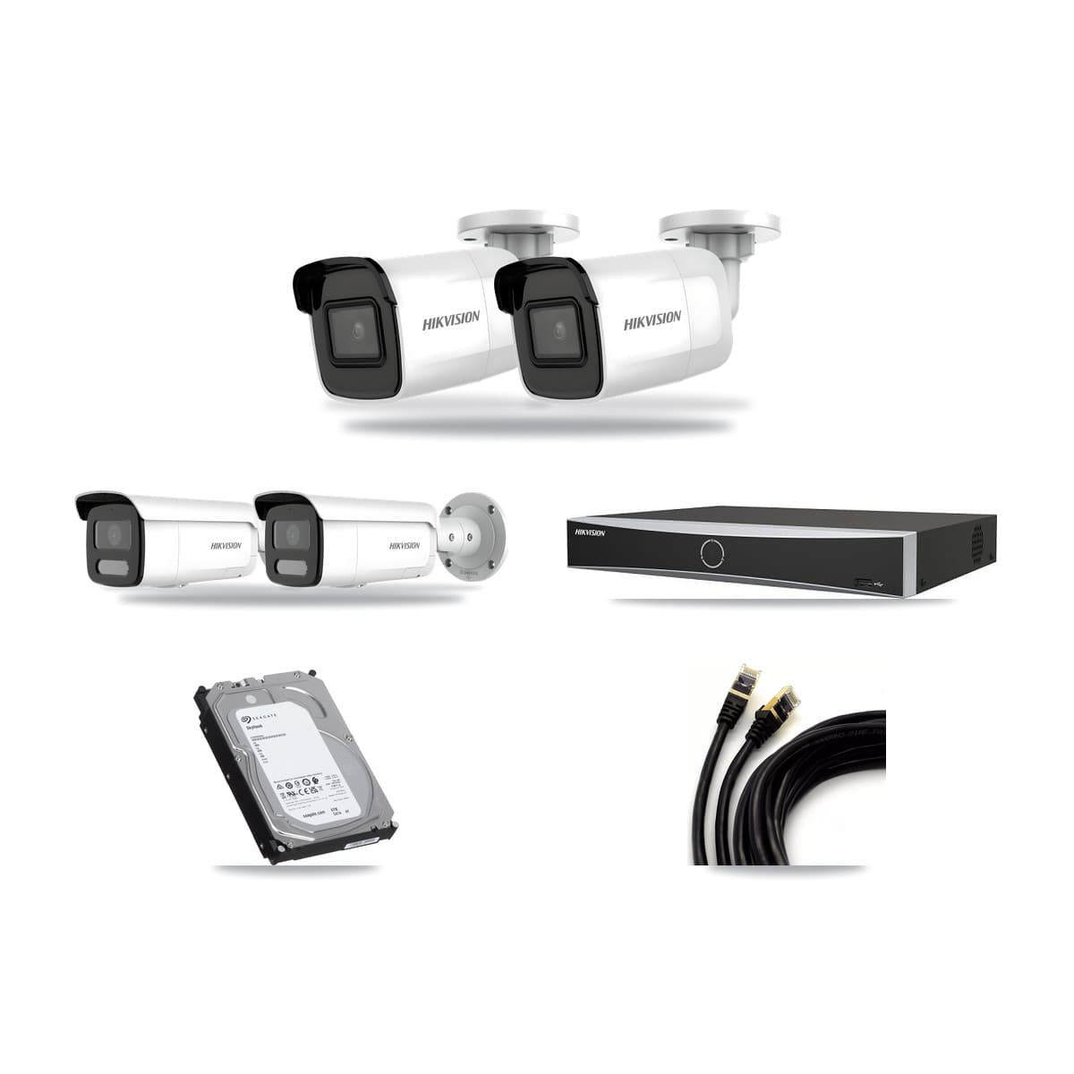 Hikvision 4-Channel 4MP – 4K CCTV Kit — 2 4K + 2 4MP Bullet Cameras + 6TB Recording - Image 1