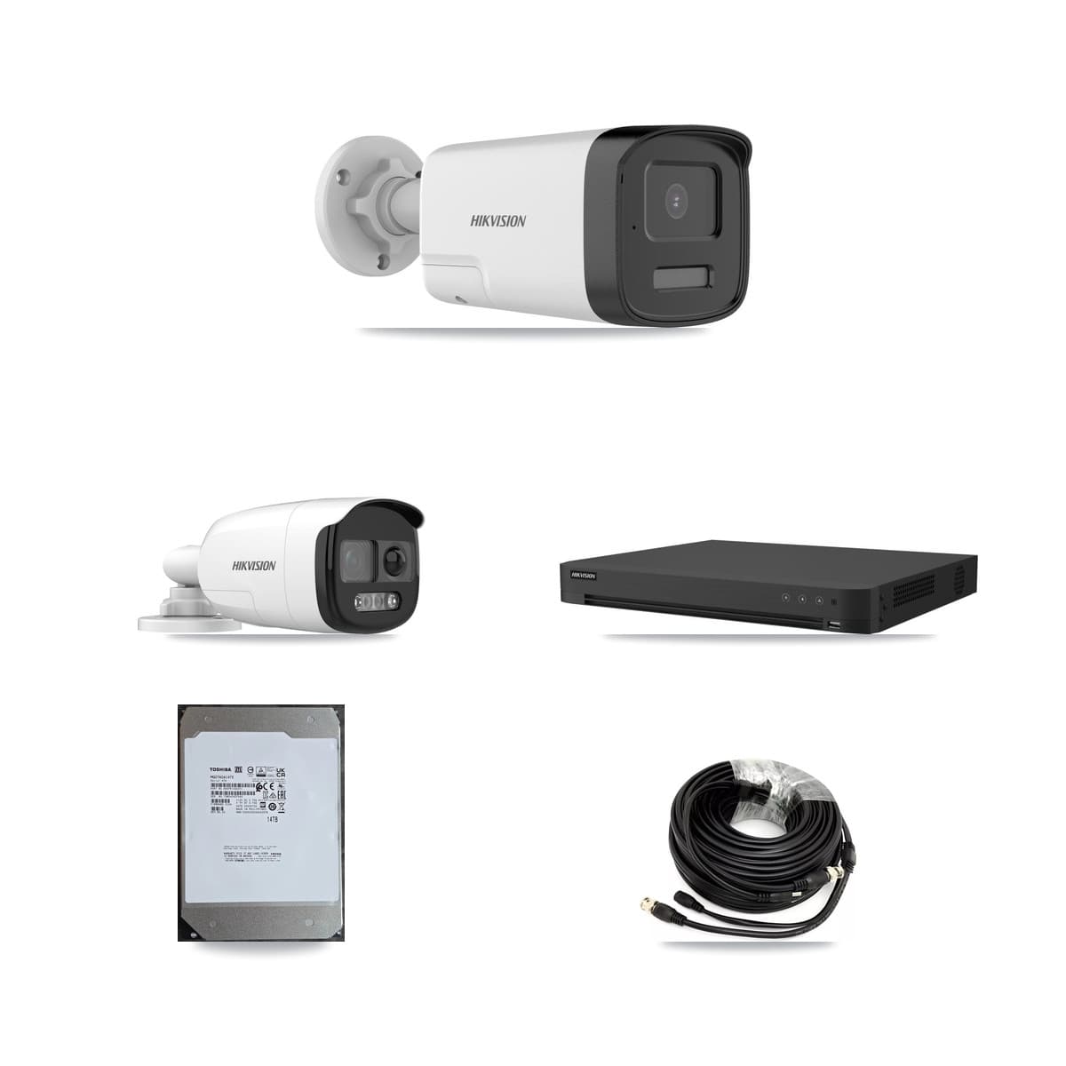 Hikvision 16-Channel 5MP CCTV Kit — 2 DS-2CE12KF3T + 6 DS-2CE17K0T Bullet Cameras + 14TB Recording