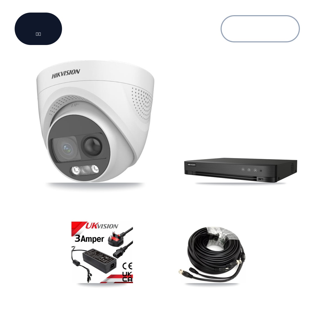 Hikvision iDS-7204HUHI-M1/XT 4-Channel DVR CCTV Kit — 3× DS-2CE72KF3T-PIRXO 5MP Cameras + 6TB HDD