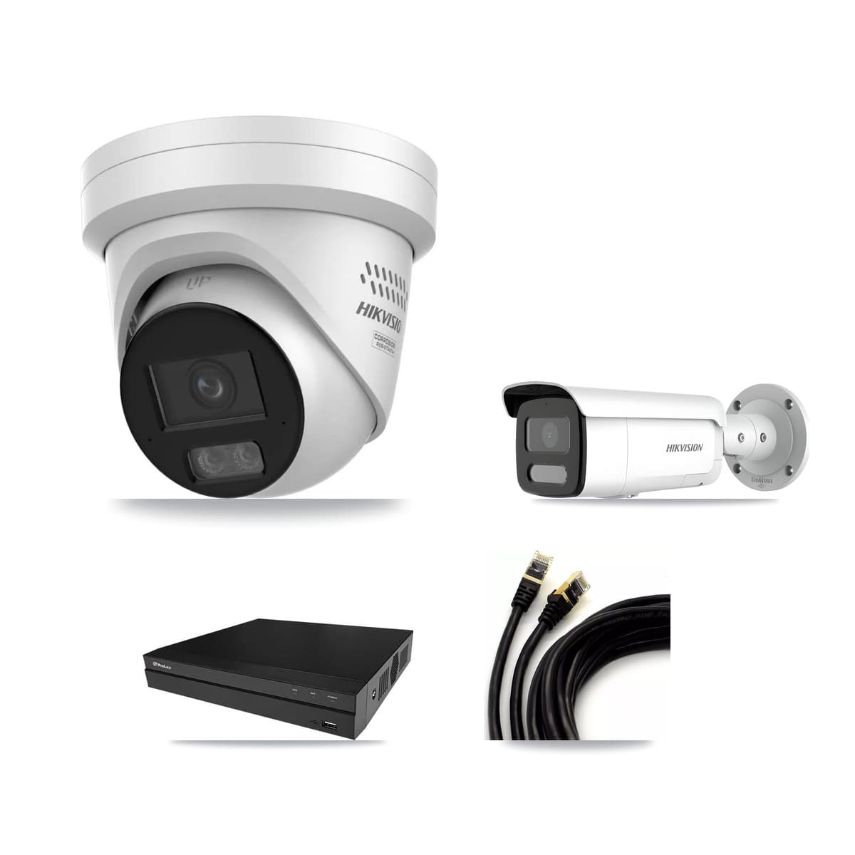 Hikvision & Prolux 8-Channel 4MP CCTV Kit — 1 Turret + 1 Bullet Cameras + 3TB Recording