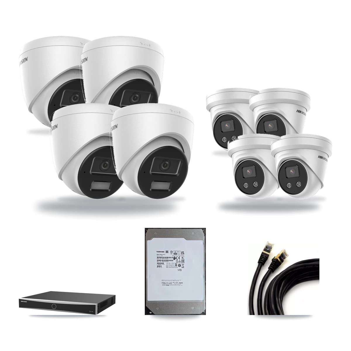 Hikvision 16-Channel 4MP – 5MP CCTV Kit — 4 4MP + 4 5MP Turret Cameras + 14TB Recording (DS-7616NXI Recorder) - Image 1