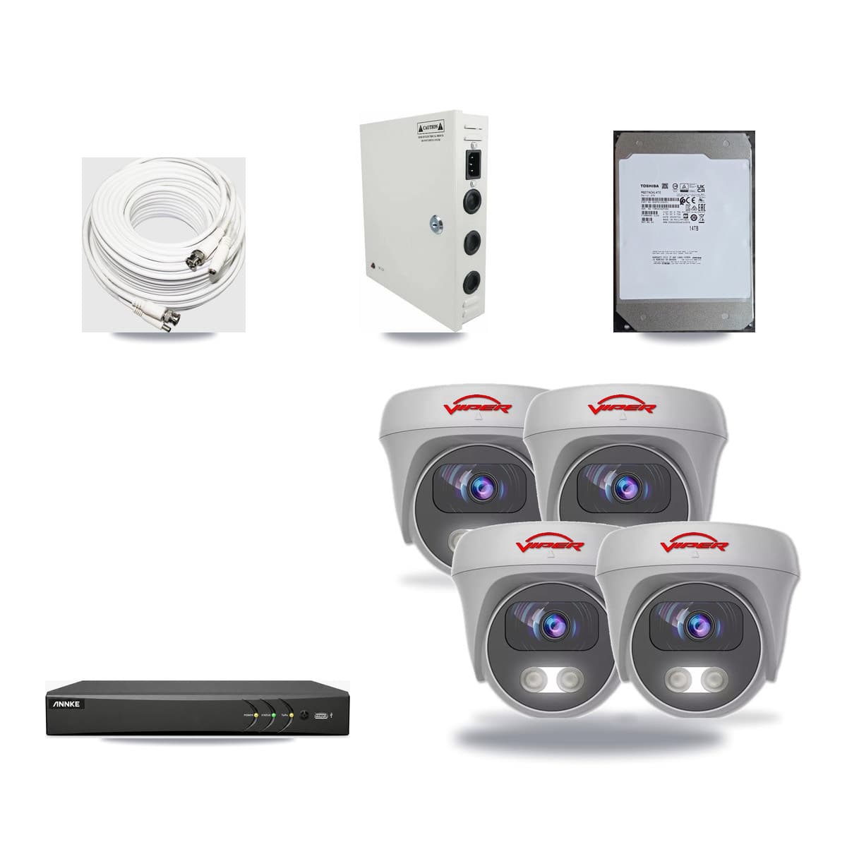 Viper & ANNKE 4-Channel 5MP CCTV Kit — 4 Cameras + 14TB Recording - Image 1