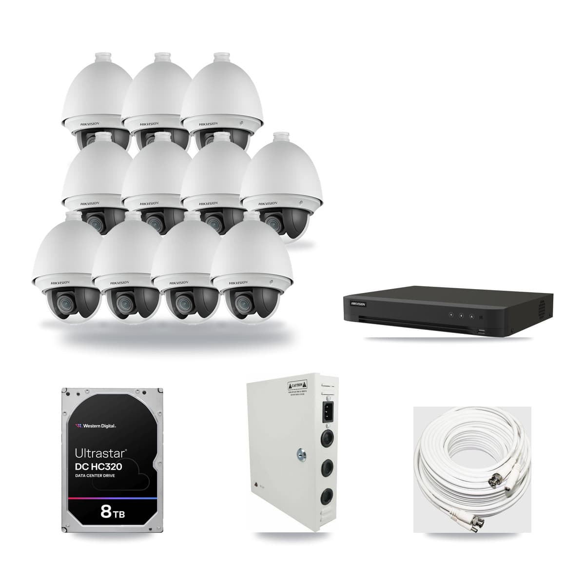 Hikvision 16-Channel 2MP CCTV Kit — 11 DS-2AE4225T PTZ Cameras + 8TB Recording (IDS-7216HQHI Recorder) - Image 1