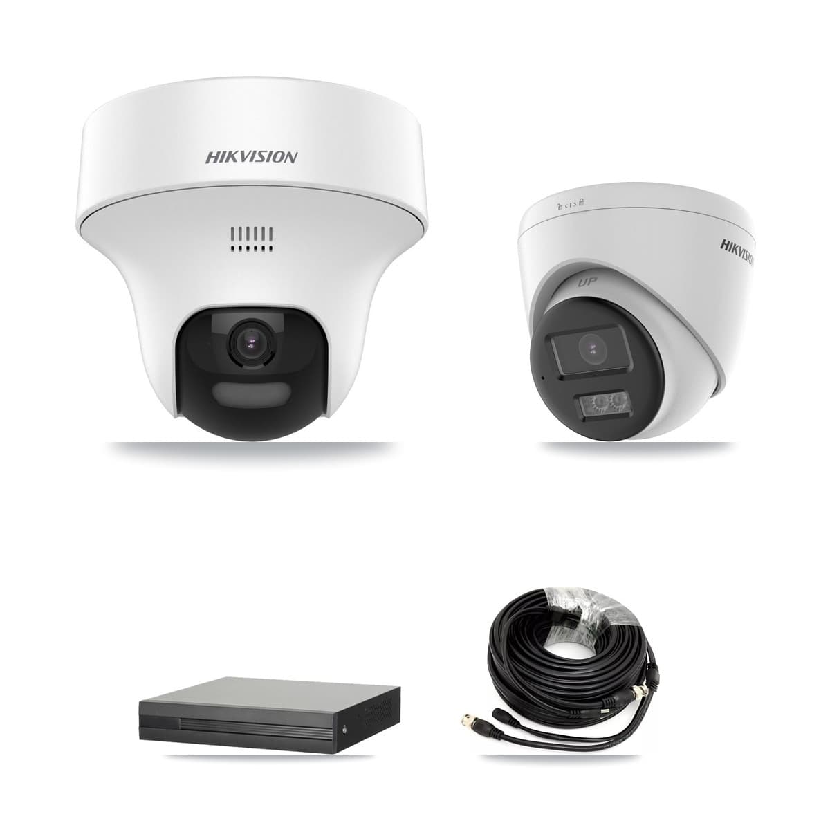 Hikvision 4-Channel 5MP CCTV Kit — 1 DS-2CE70K0T-PTLTS + 1 DS-2CE78K0T-LTS Turret Cameras + 3TB Recording (XVR-3104HS-5MP-LITE Recorder)