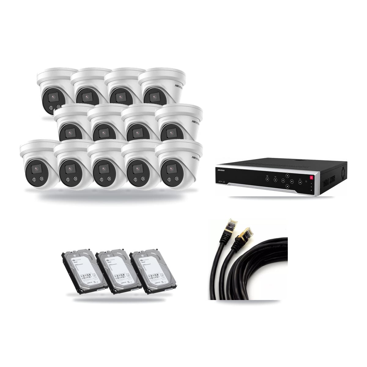 Hikvision 32-Channel 5MP CCTV Kit — 13 Turret Cameras + 3× 6TB Recording - Image 1