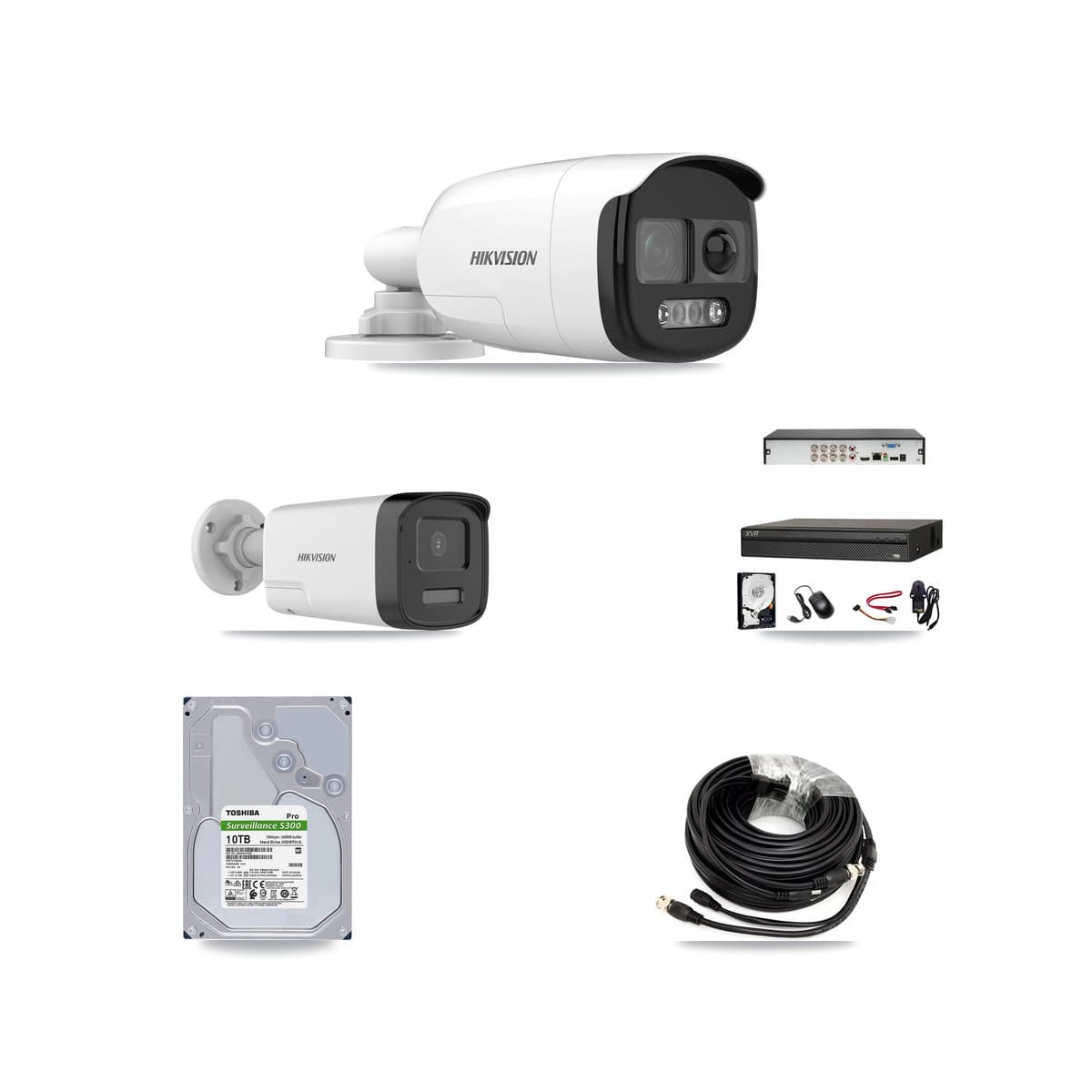 Hikvision & Dahua 8-Channel 5MP CCTV Kit — 6 DS-2CE12KF3T + 2 DS-2CE17K0T Bullet Cameras + 10TB Recording