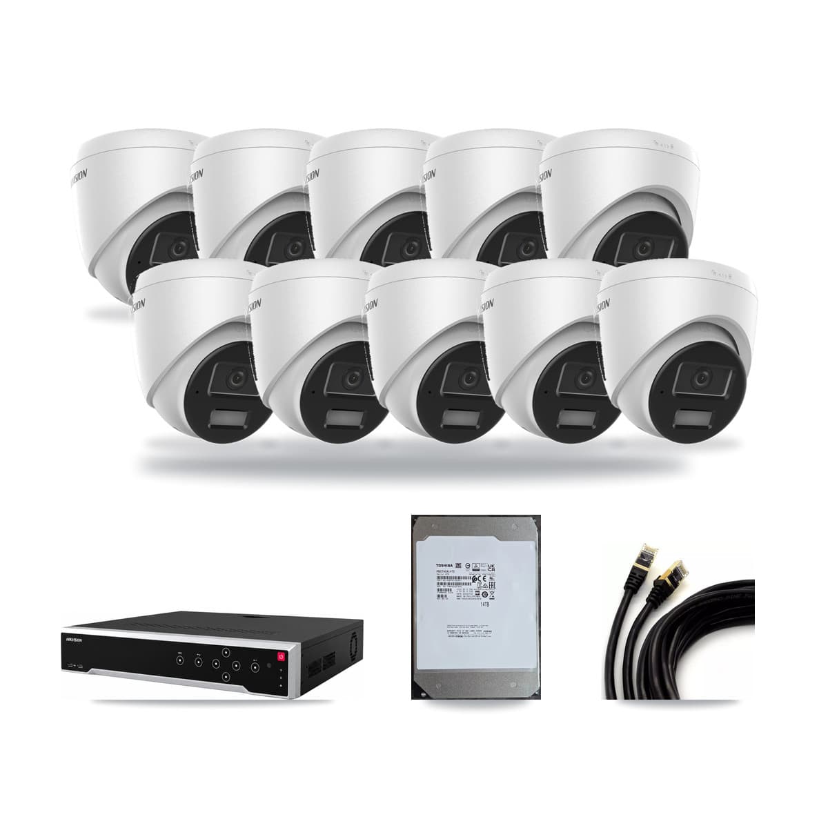 Hikvision 32-Channel 4MP CCTV Kit — 10 DS-2CD1343G2 Turret Cameras + 14TB Recording - Image 1