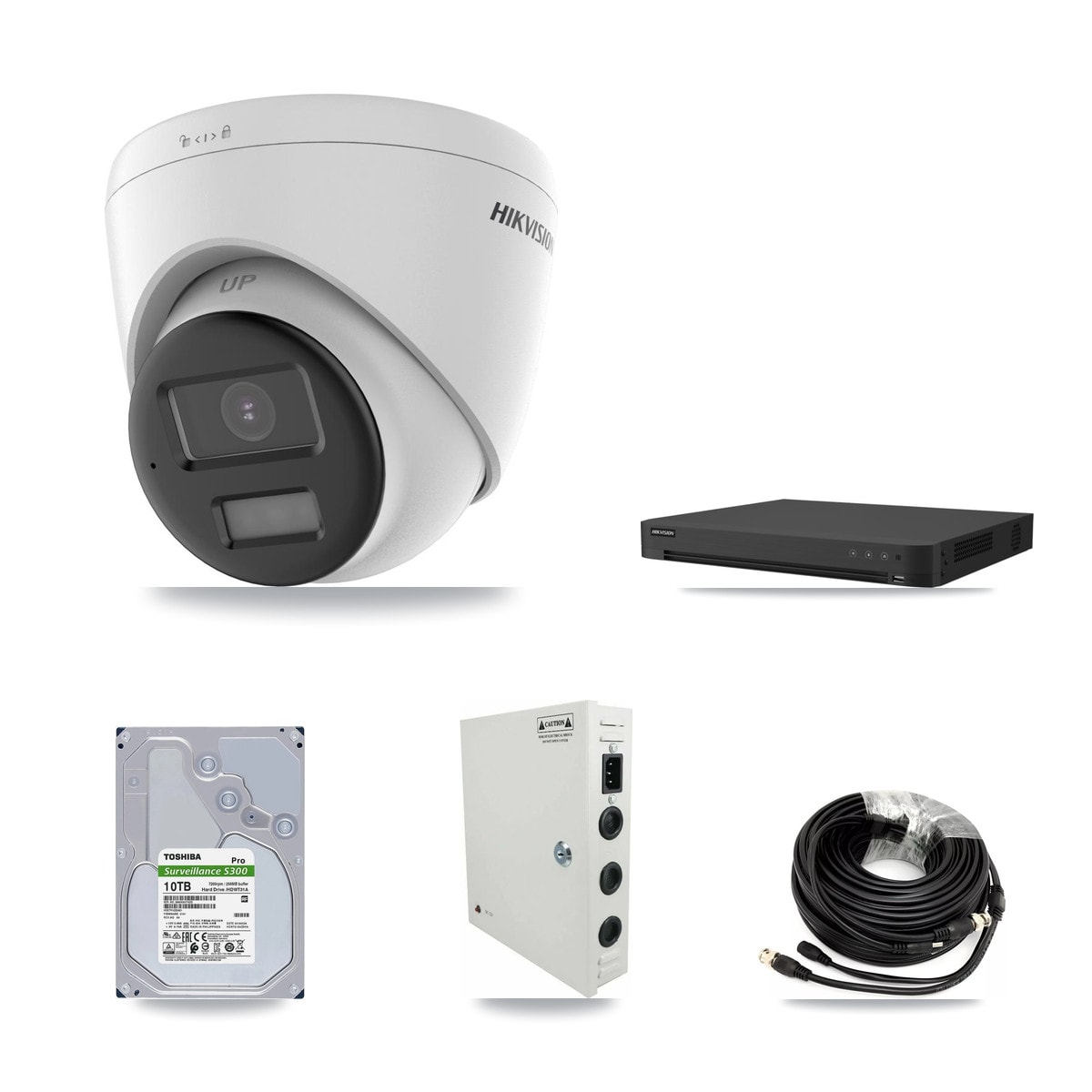 Hikvision 32-Channel 5MP CCTV Kit — 16 DS-2CE78K0T-LPTS Turret Cameras + 2× 10TB Recording (IDS-7232HQHI-M2/XT Recorder)