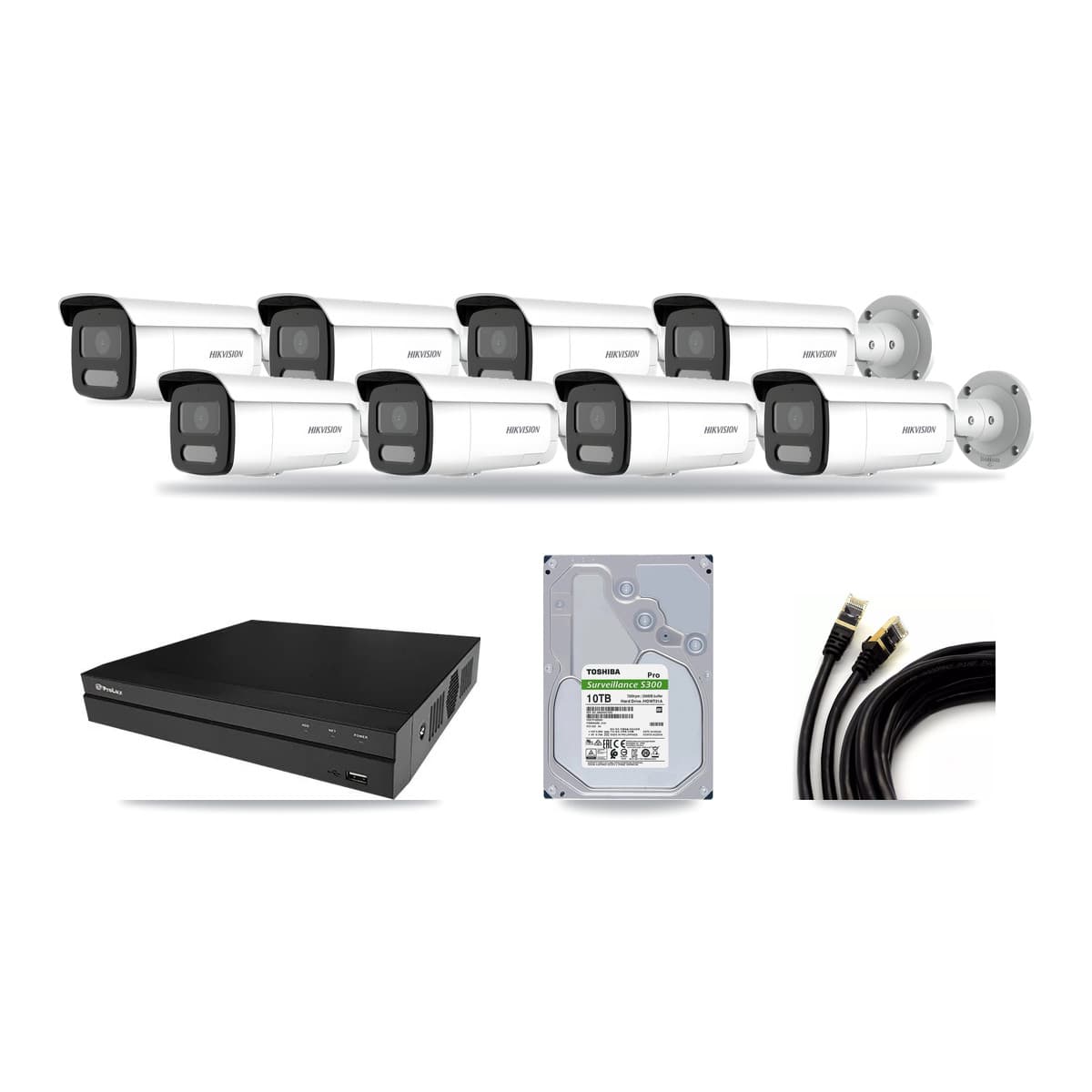 Hikvision & Prolux 8-Channel 4MP – 4K CCTV Kit — 7 4MP + 1 4K Bullet Cameras + 10TB Recording - Image 1
