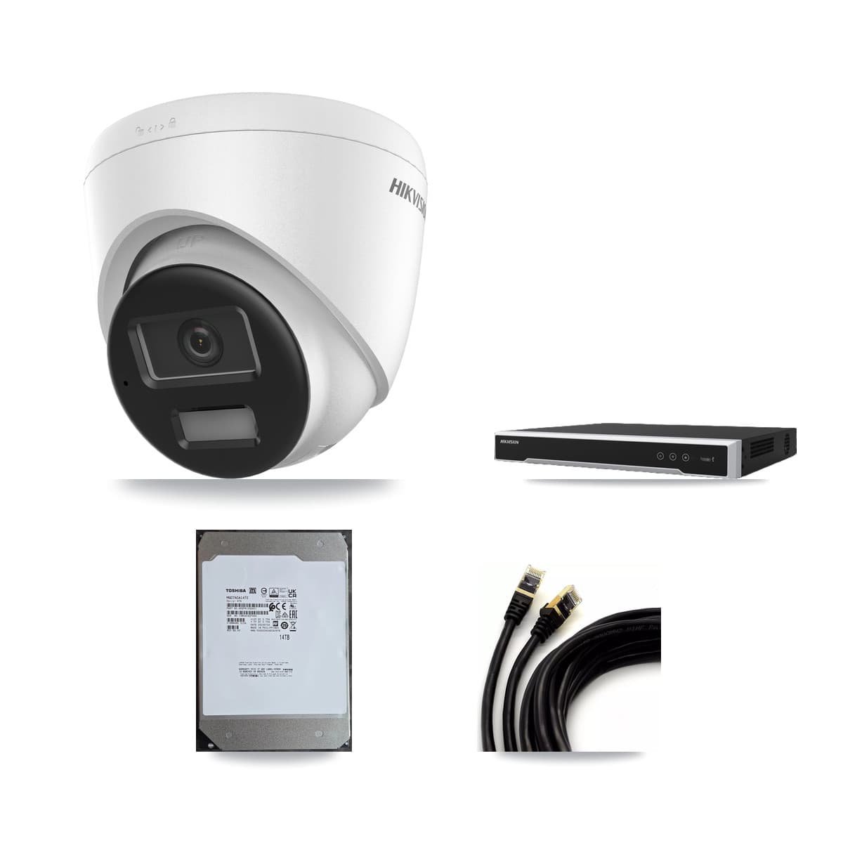 Hikvision 16-Channel 4K CCTV Kit — 16 DS-2CD1383G2-LIU Turret Cameras + 14TB Recording (DS-7616NI-M2/16P Recorder)