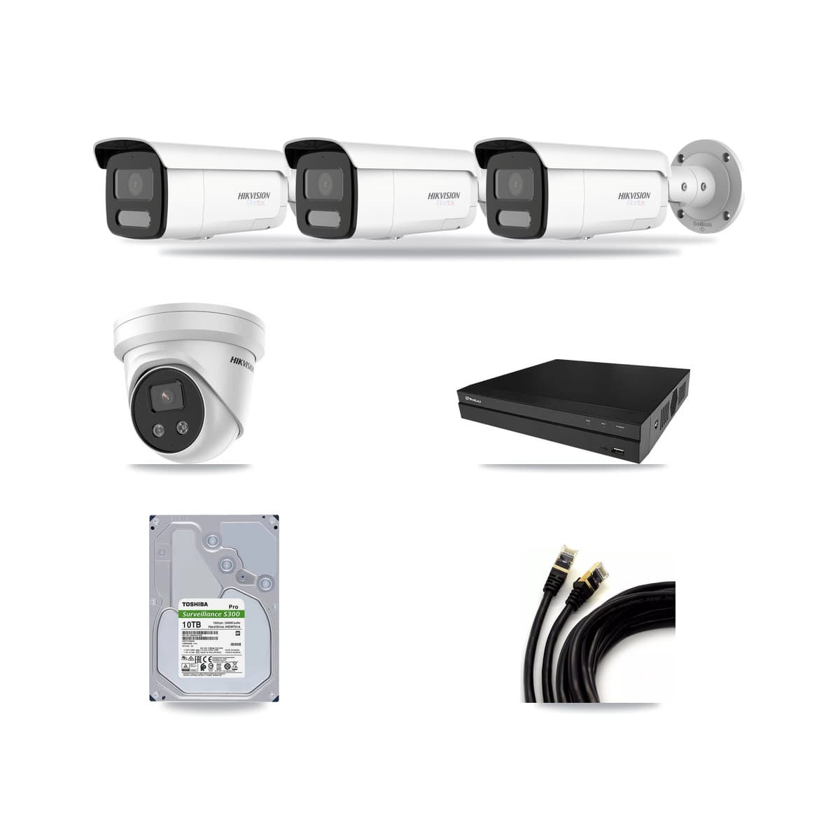 Hikvision & Prolux 8-Channel 5MP – 4K CCTV Kit — 3 4K Bullet + 1 5MP Turret Cameras + 10TB Recording - Image 1