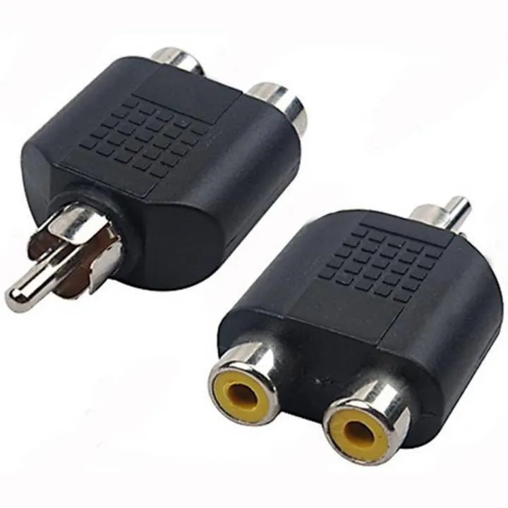RCA Phono Y Splitter Adapter Male to Dual Female Audio Video 2 Pack