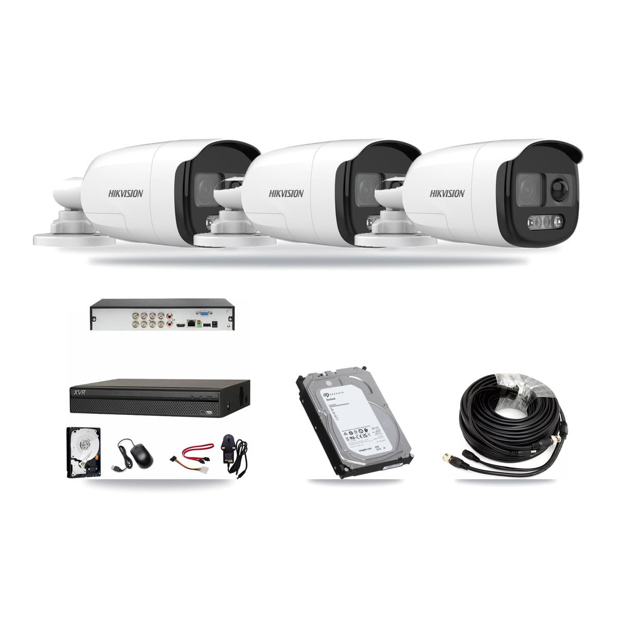 Hikvision & Dahua 8-Channel 5MP CCTV Kit — 3 DS-2CE12KF3T Bullet Cameras + 6TB Recording - Image 1