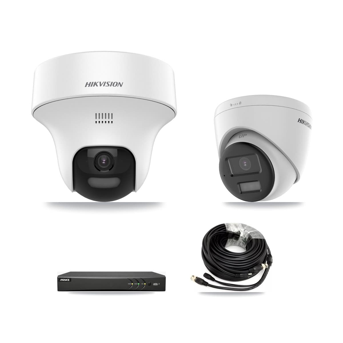 Hikvision & ANNKE 4-Channel 5MP CCTV Kit — 1 DS-2CE70K0T + 1 DS-2CE78K0T Turret Cameras + 3TB Recording