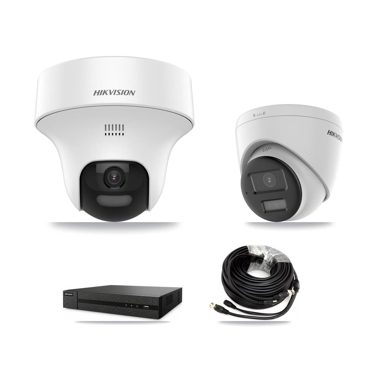 Hikvision 8-Channel 5MP CCTV Kit — 1 DS-2CE70K0T + 1 DS-2CE78K0T Turret Cameras + 3TB Recording (DVR-8CH Recorder)