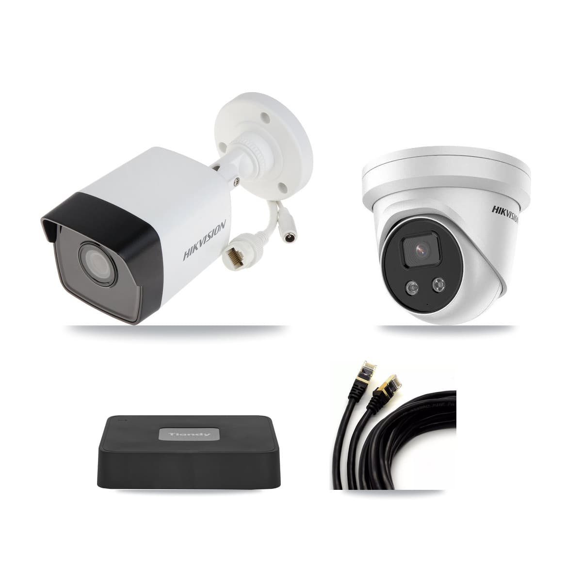 Hikvision & Tiandy 4-Channel 5MP CCTV Kit — 1 Bullet + 1 Turret Cameras + 3TB Recording