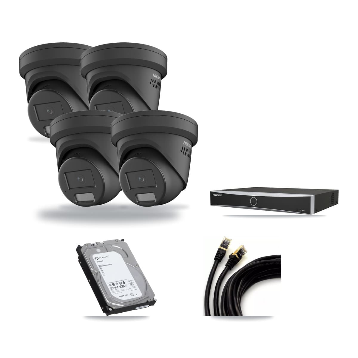 Hikvision 4-channel CCTV kit: 4 cameras (4× 4MP Turret), 6TB hard drive