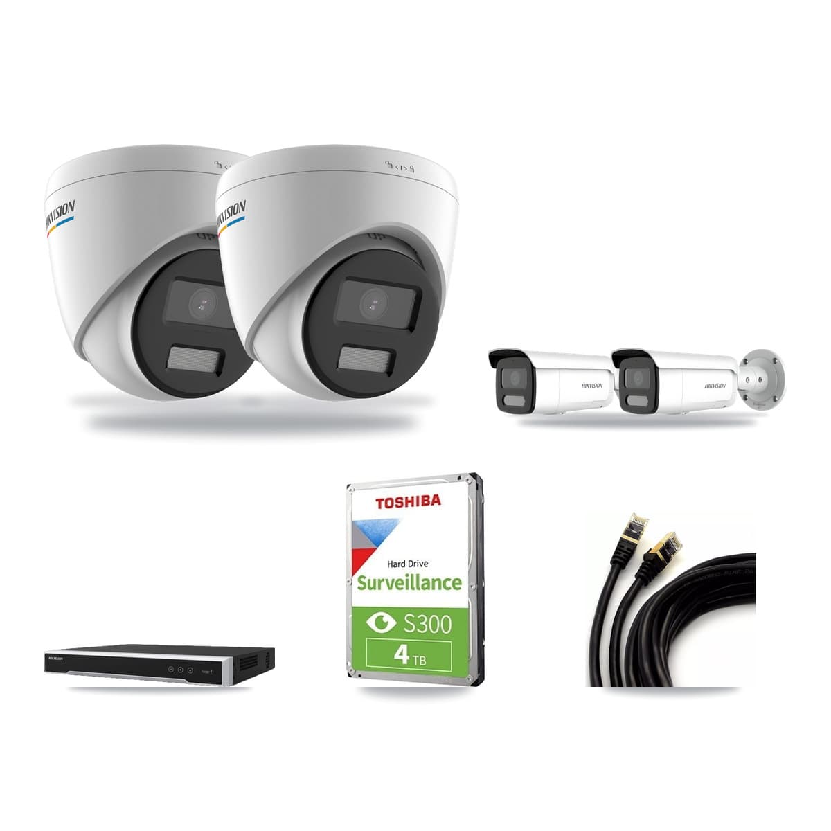 Hikvision 16-Channel 2MP – 4MP CCTV Kit — 2 2MP Turret + 2 4MP Bullet Cameras + 4TB Recording - Image 1