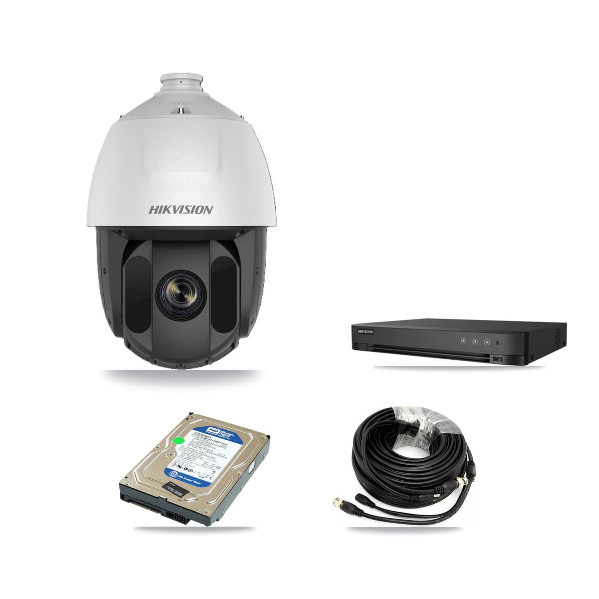 Hikvision 4-Channel 2MP CCTV Kit — 1 DS-2AE5225TI PTZ Camera + 500GB Recording (DS-7204HUHI Recorder)