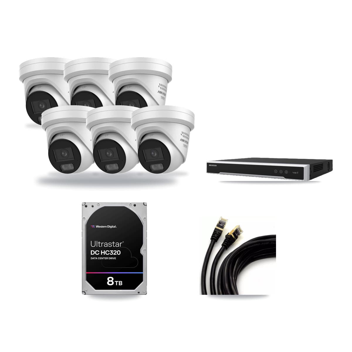 Hikvision 16-Channel 4MP CCTV Kit — 6 DS-2CD2347G3 Turret Cameras + 8TB Recording (DS-7616NI-M2 Recorder) - Image 1