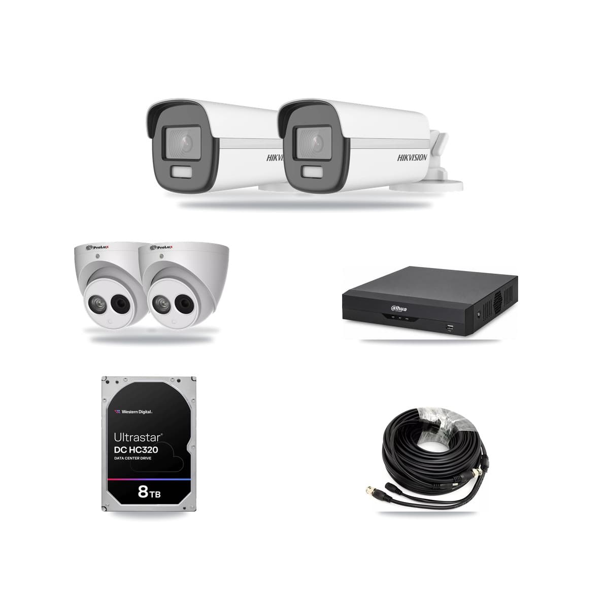 4-Channel 4MP – 4K CCTV Kit — 2 4K Bullet + 2 4MP Turret Cameras + 8TB Recording - Image 1