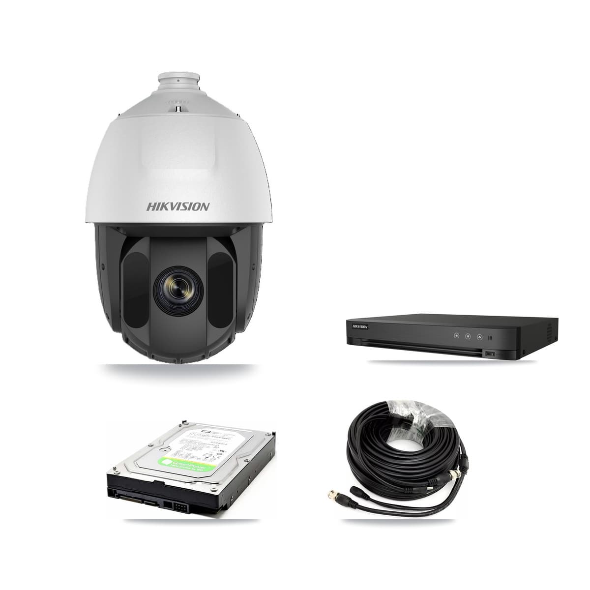 Hikvision 4-Channel 2MP CCTV Kit — 2 DS-2AE5225TI PTZ Cameras + 1TB Recording (DS-7204HUHI Recorder) - Image 1