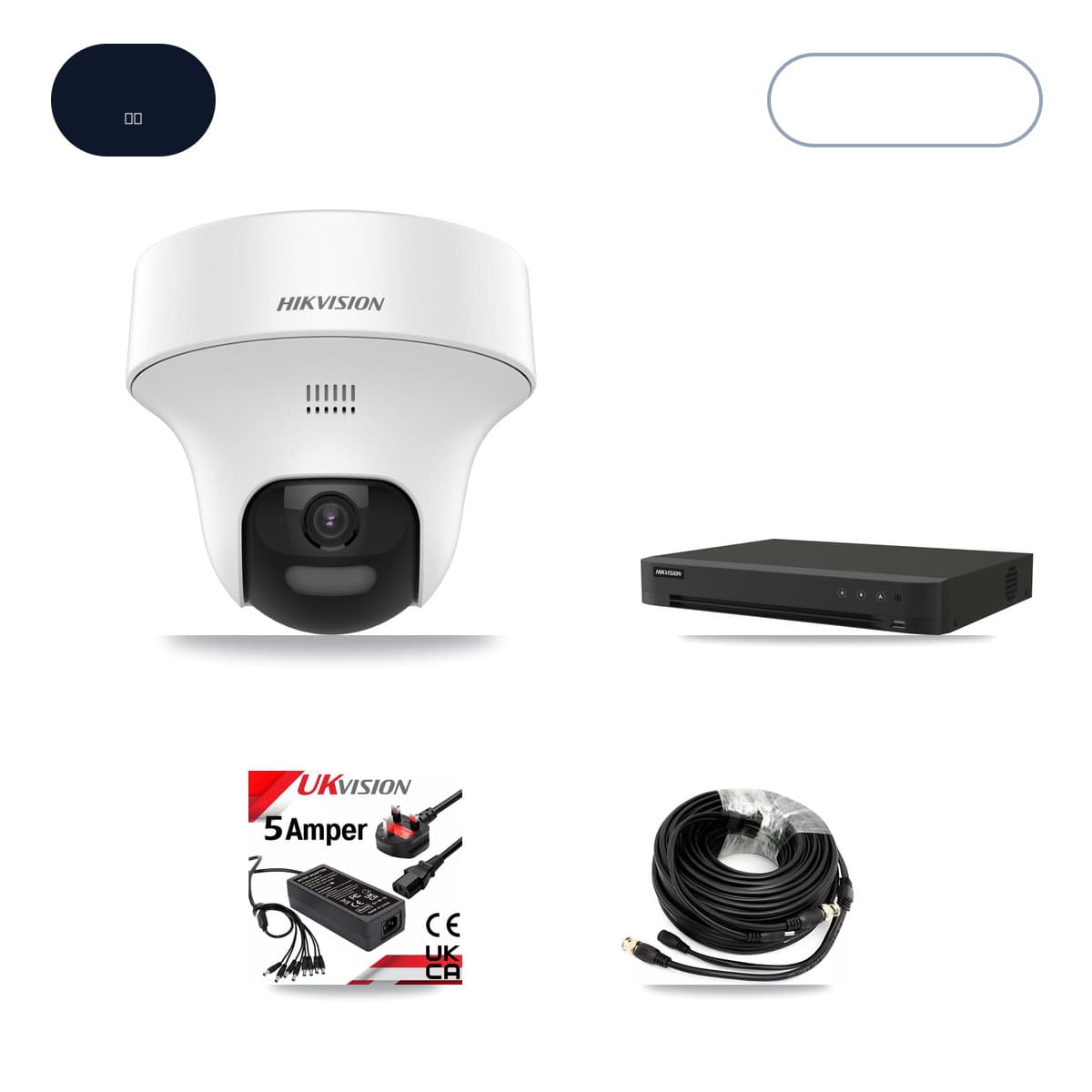 Hikvision 8-Channel 5MP CCTV Kit — 6 DS-2CE70K0T-PTLTS Turret Cameras + 6TB Recording (IDS-7208HUHI-M1/XT Recorder)