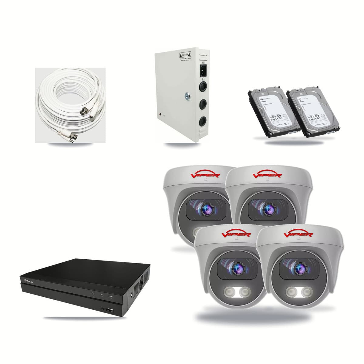 Prolux 8-channel CCTV kit: 4 cameras (4× 5MP Camera), 2× 6TB hard drive
