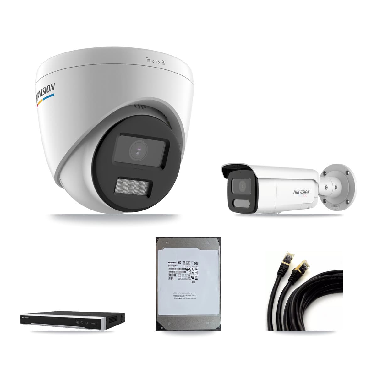 Hikvision 8-Channel 2MP – 4K CCTV Kit — 4 2MP Turret + 4 4K Bullet Cameras + 14TB Recording