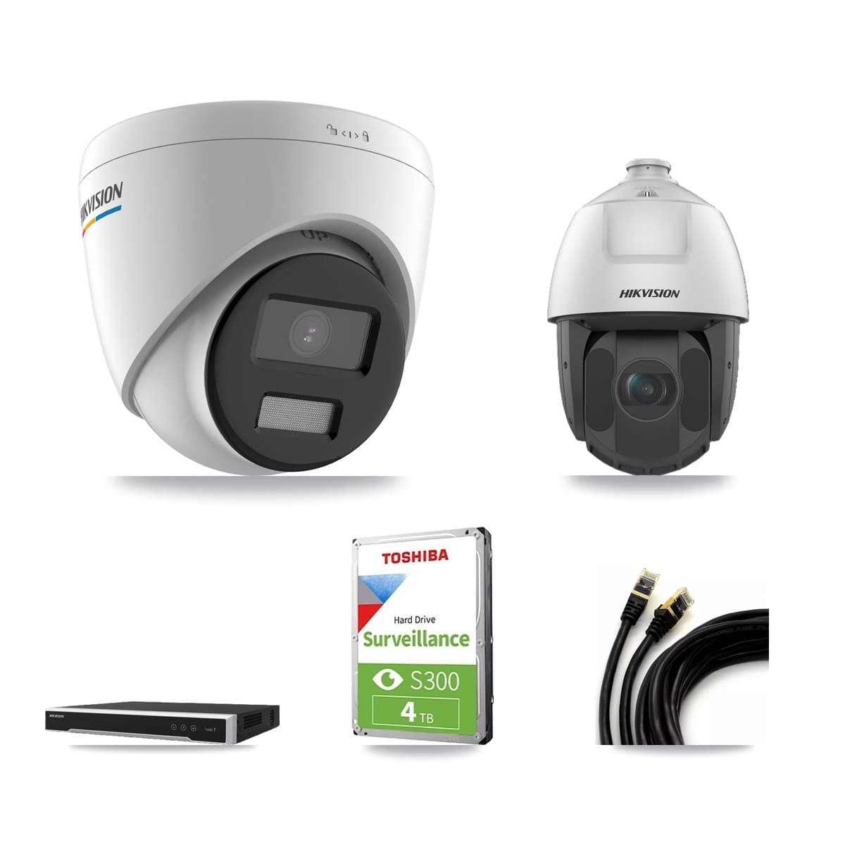 Hikvision 16-Channel 2MP CCTV Kit — 5 Turret + 1 PTZ Cameras + 4TB Recording (DS-7616NI-M2 Recorder)