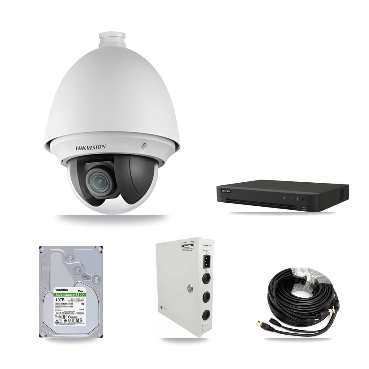 Hikvision 16-Channel 2MP CCTV Kit — 14 DS-2AE4225T PTZ Cameras + 10TB Recording (IDS-7216HQHI Recorder)
