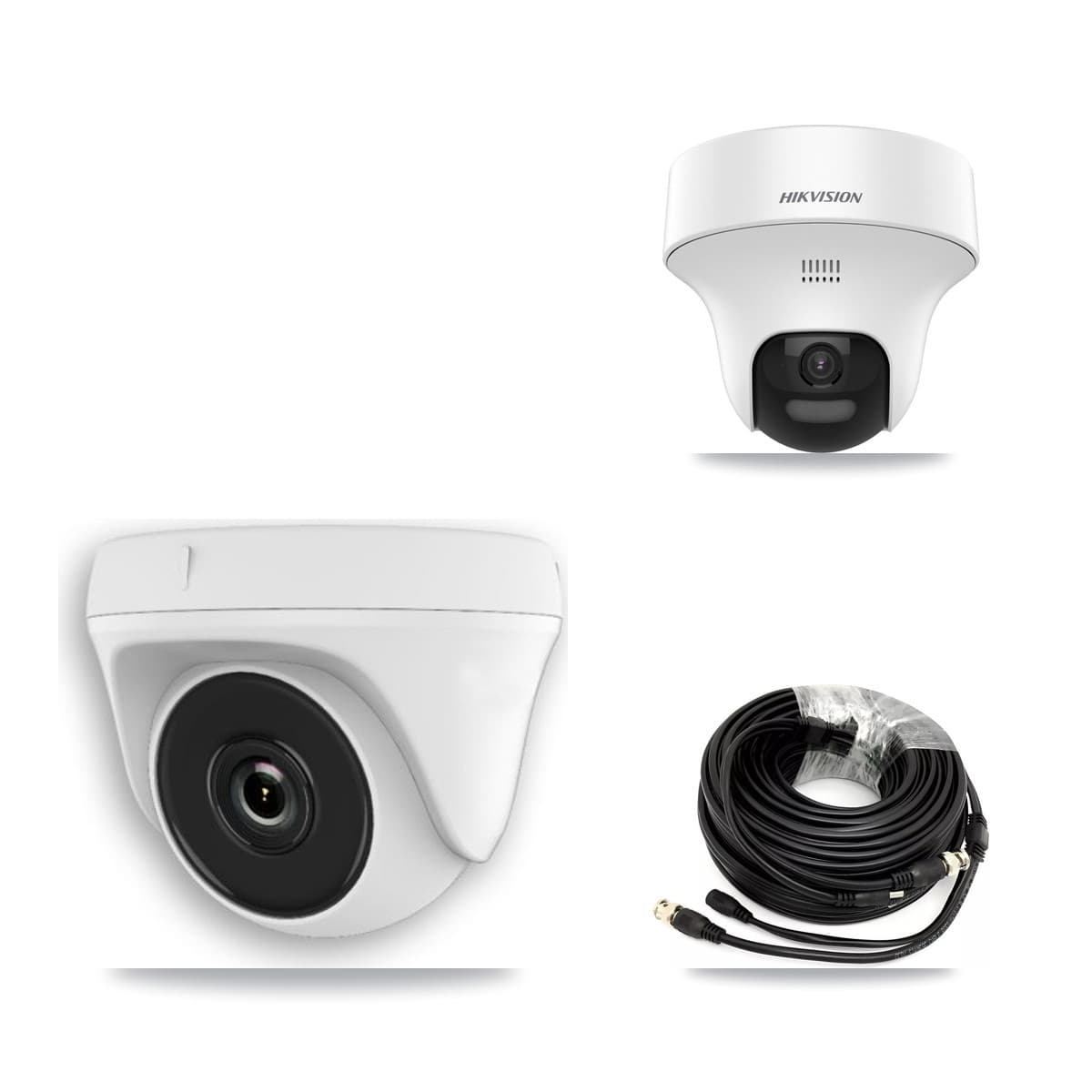 Hikvision 32-Channel 2MP – 5MP CCTV Kit — 1 DS-2CE70K0T 5MP Turret + 3 White HDT-2MP-N20W 2MP Dome Cameras + 3TB Recording (DS-7332HQHI Recorder)