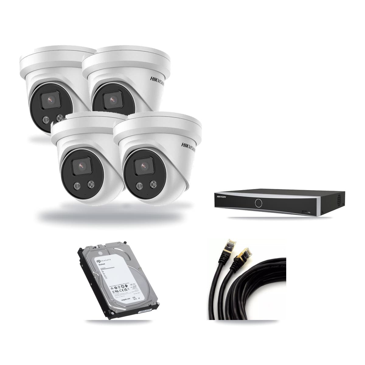 Hikvision 4-channel CCTV kit: 4 cameras (4× 5MP Turret), 6TB hard drive
