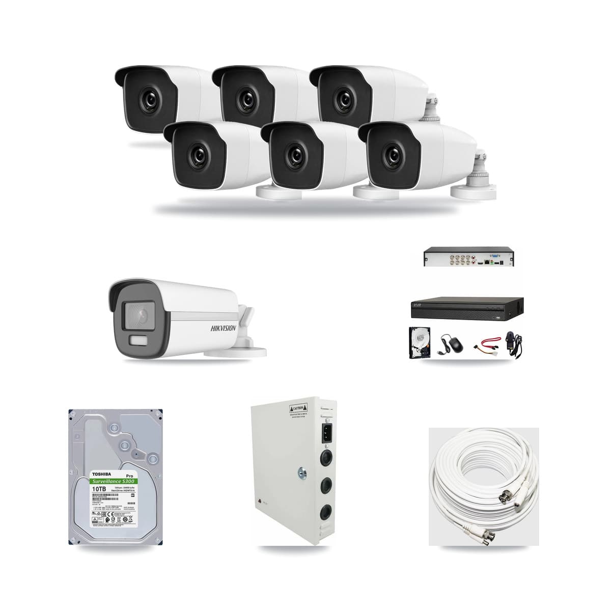 8-Channel 3MP – 4K CCTV Kit — 1 Hikvision 4K + 6 HiLook 3MP Bullet Cameras + 10TB Recording - Image 1