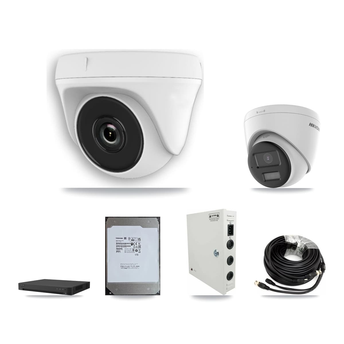 Hikvision 16-Channel 2MP – 4K CCTV Kit — 1 4K Turret + 15 White 2MP Dome Cameras + 14TB Recording