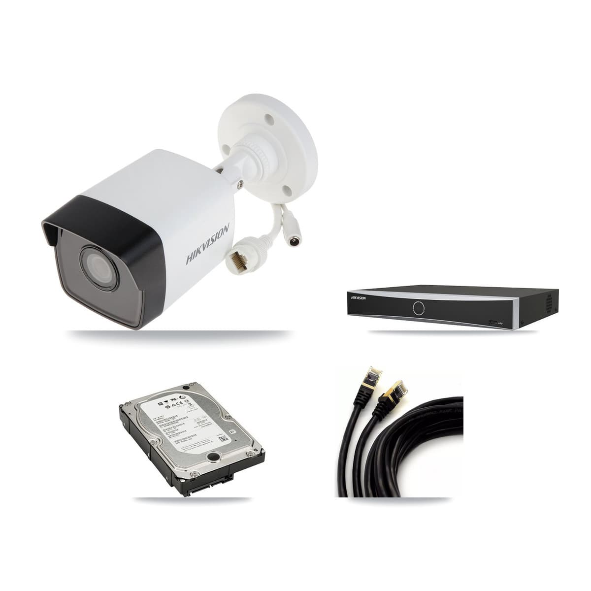 Hikvision 4-Channel 5MP CCTV Kit — 4 DS-2CD1053G0 Bullet Cameras + 5TB Recording