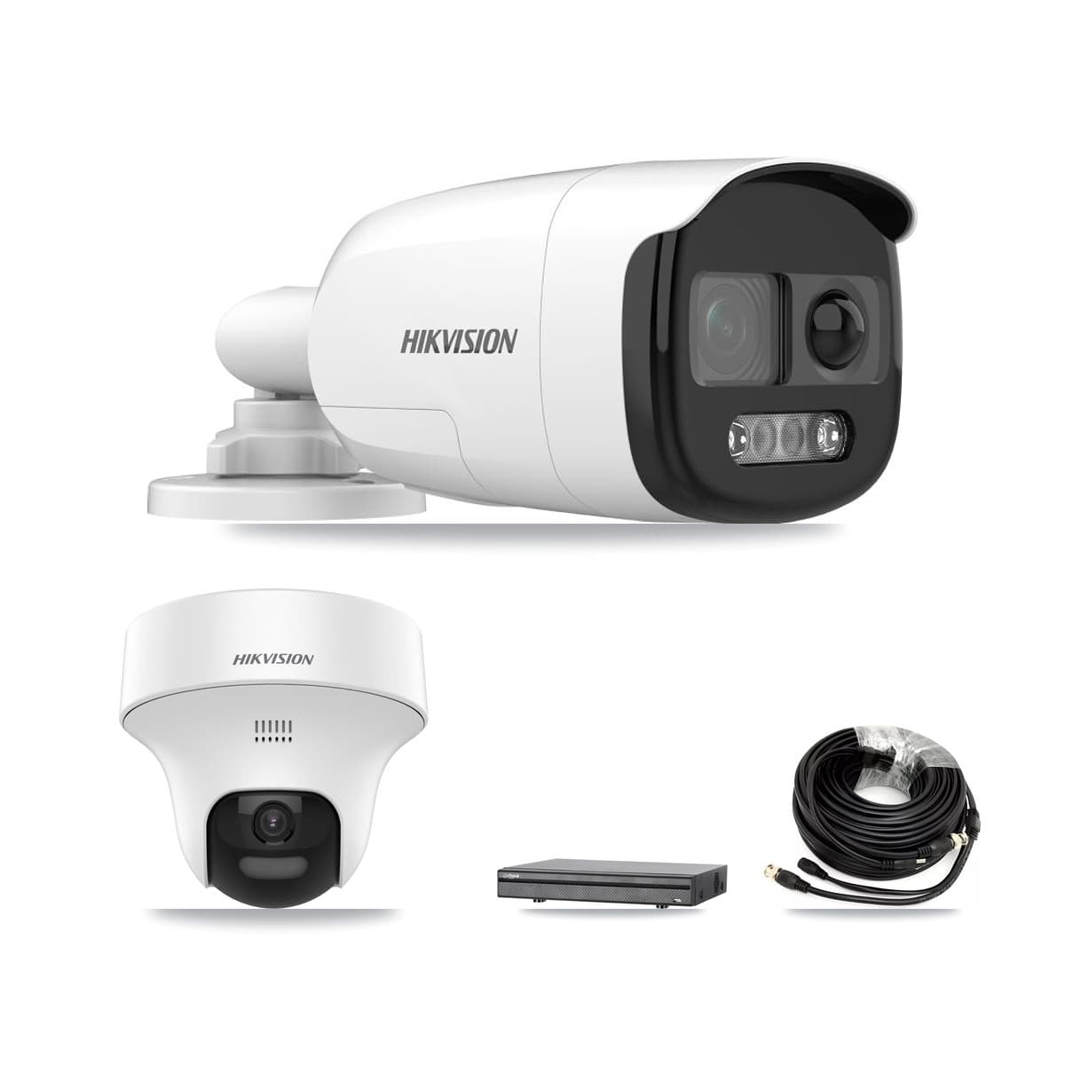 Hikvision & Dahua 8-Channel 5MP CCTV Kit — 1 DS-2CE12KF3T Bullet + 1 DS-2CE70K0T Turret Cameras + 3TB Recording (DH-XVR5108H Recorder)