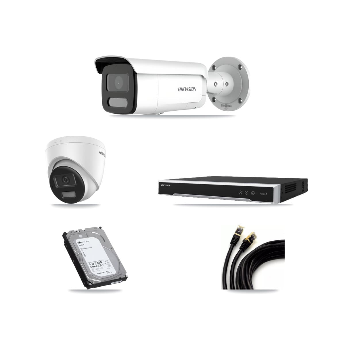 Hikvision 8-Channel 4MP – 4K CCTV Kit — 1 4K Turret + 3 4MP Bullet Cameras + 6TB Recording (DS-7608NI-M2 Recorder)