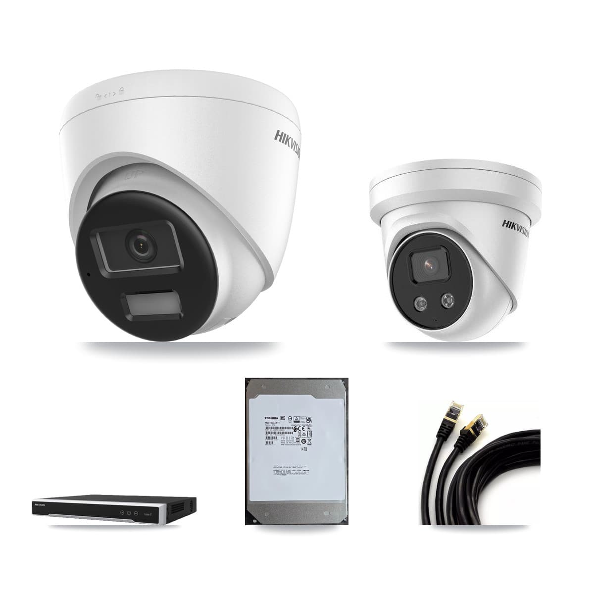 Hikvision 16-Channel 5MP – 4K CCTV Kit — 11 4K + 1 5MP Turret Cameras + 2× 14TB Recording (DS-7616NI-M2 Recorder)