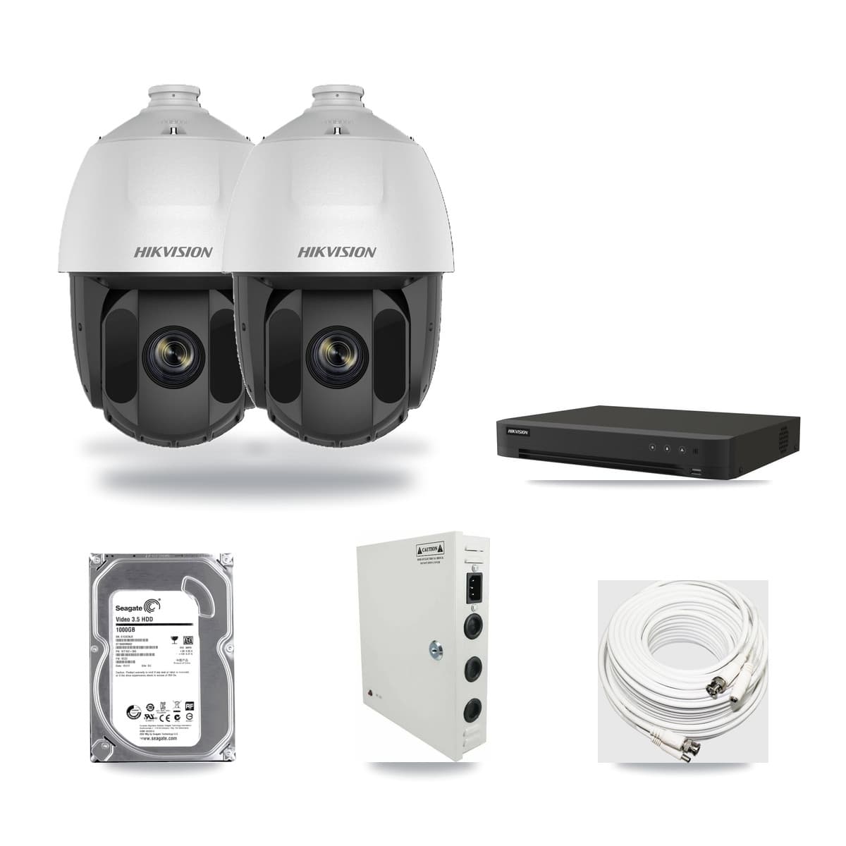 Hikvision 8-Channel 2MP CCTV Kit — 2 DS-2AE5225TI-A-E PTZ Cameras + 1TB Recording (IDS-7208HUHI-M1/XT Recorder) - Image 1