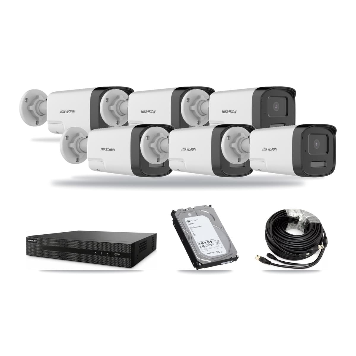 Hikvision 8-Channel 5MP CCTV Kit — 6 DS-2CE17K0T Bullet Cameras + 6TB Recording (DVR-8CH Recorder) - Image 1