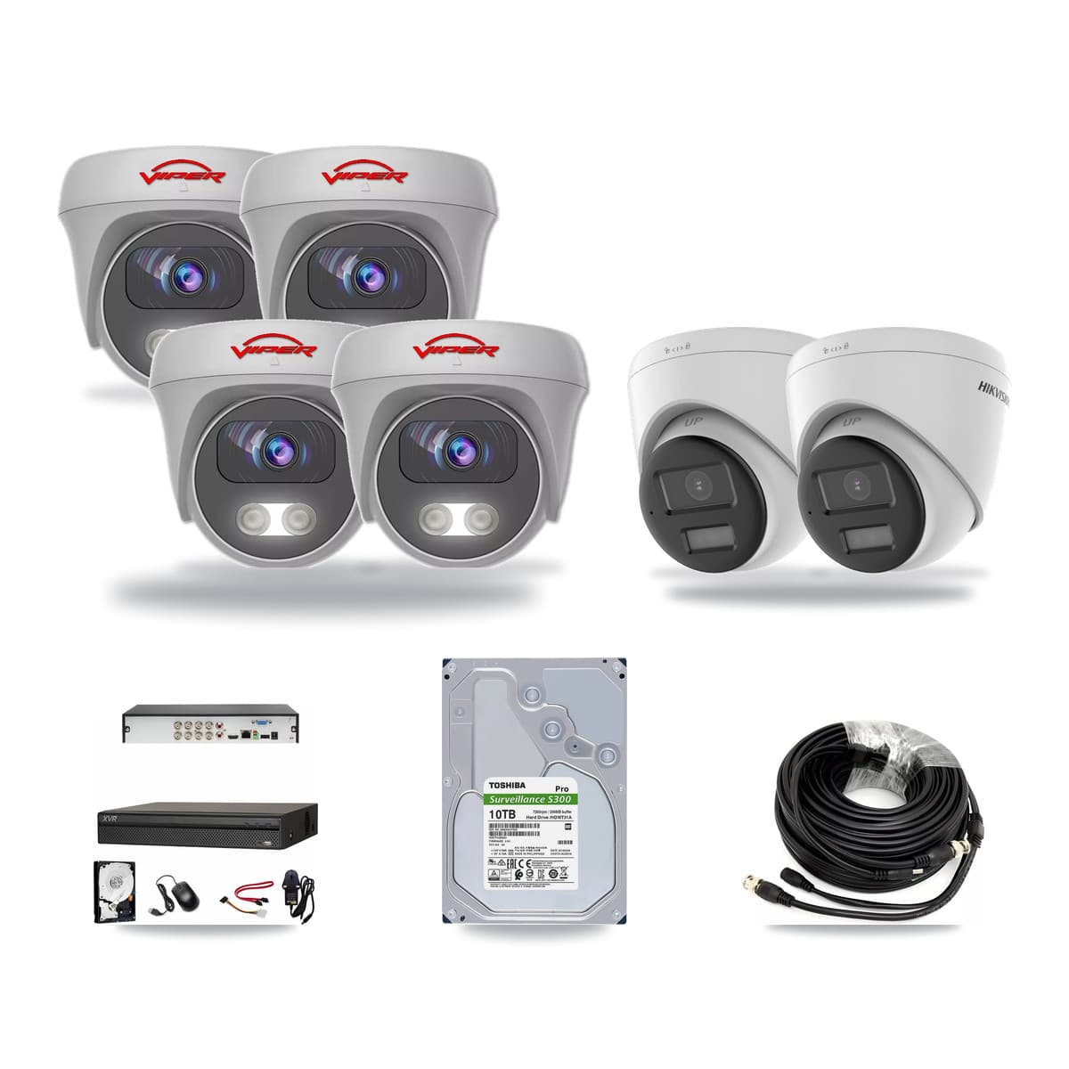 8-Channel 5MP – 4K CCTV Kit — 2 4K Turret + 4 White 5MP Cameras + 10TB Recording (XVR-3108AD Recorder) - Image 1