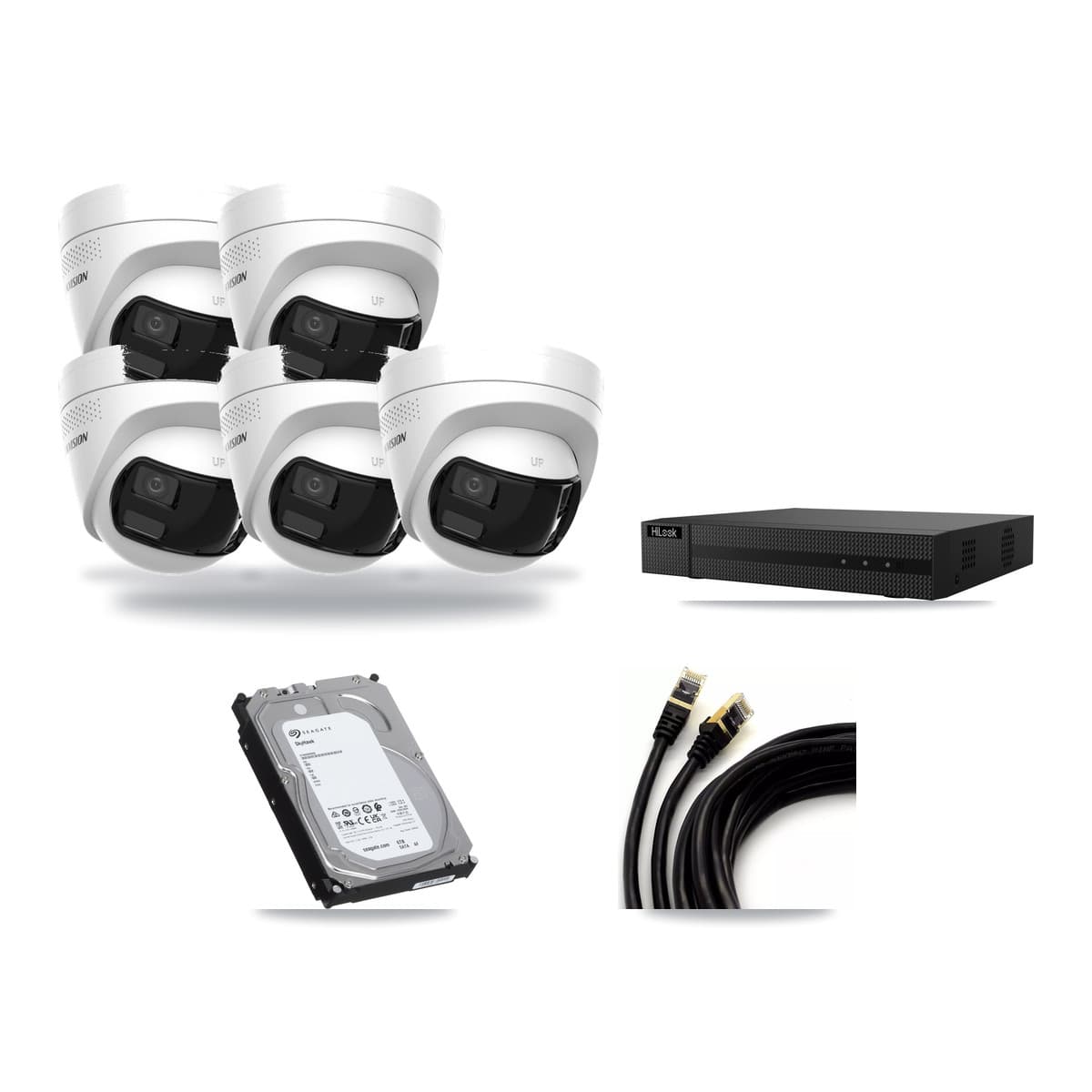 HiLook 8-Channel 4K CCTV Kit — 5 Turret Cameras + 6TB Recording - Image 1
