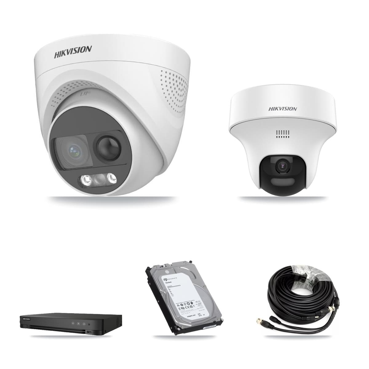 Hikvision 8-Channel 5MP CCTV Kit — 1 DS-2CE70K0T + 5 DS-2CE72KF3T Turret Cameras + 6TB Recording
