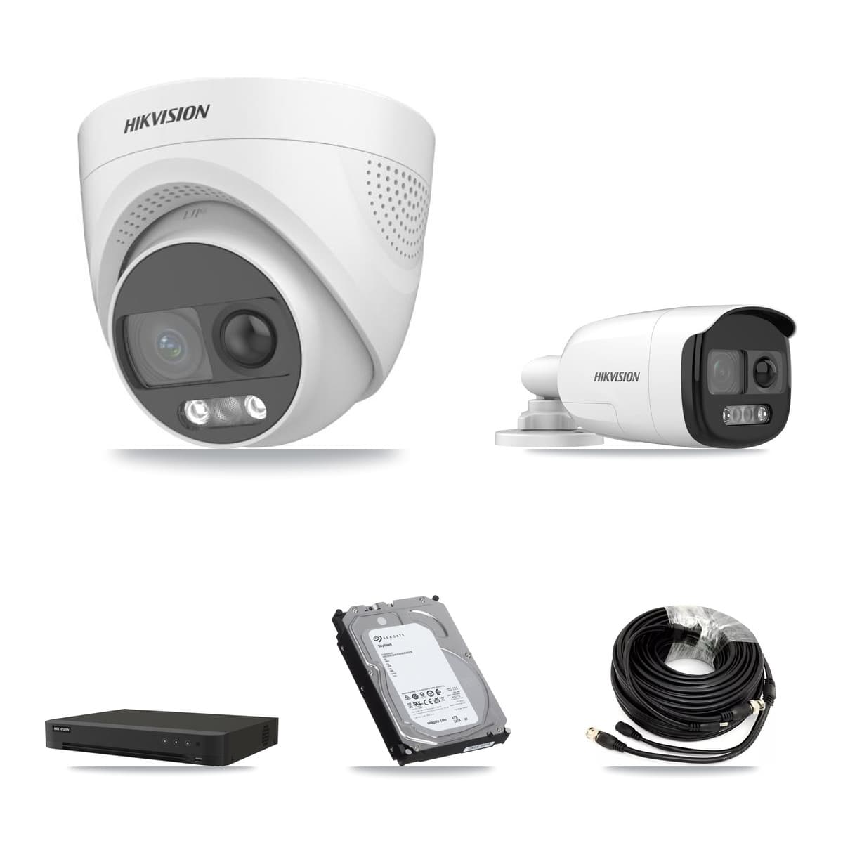 Hikvision 16-Channel 5MP CCTV Kit — 1 DS-2CE12KF3T Bullet + 5 DS-2CE72KF3T Turret Cameras + 6TB Recording (IDS-7216HQHI Recorder) - Image 1
