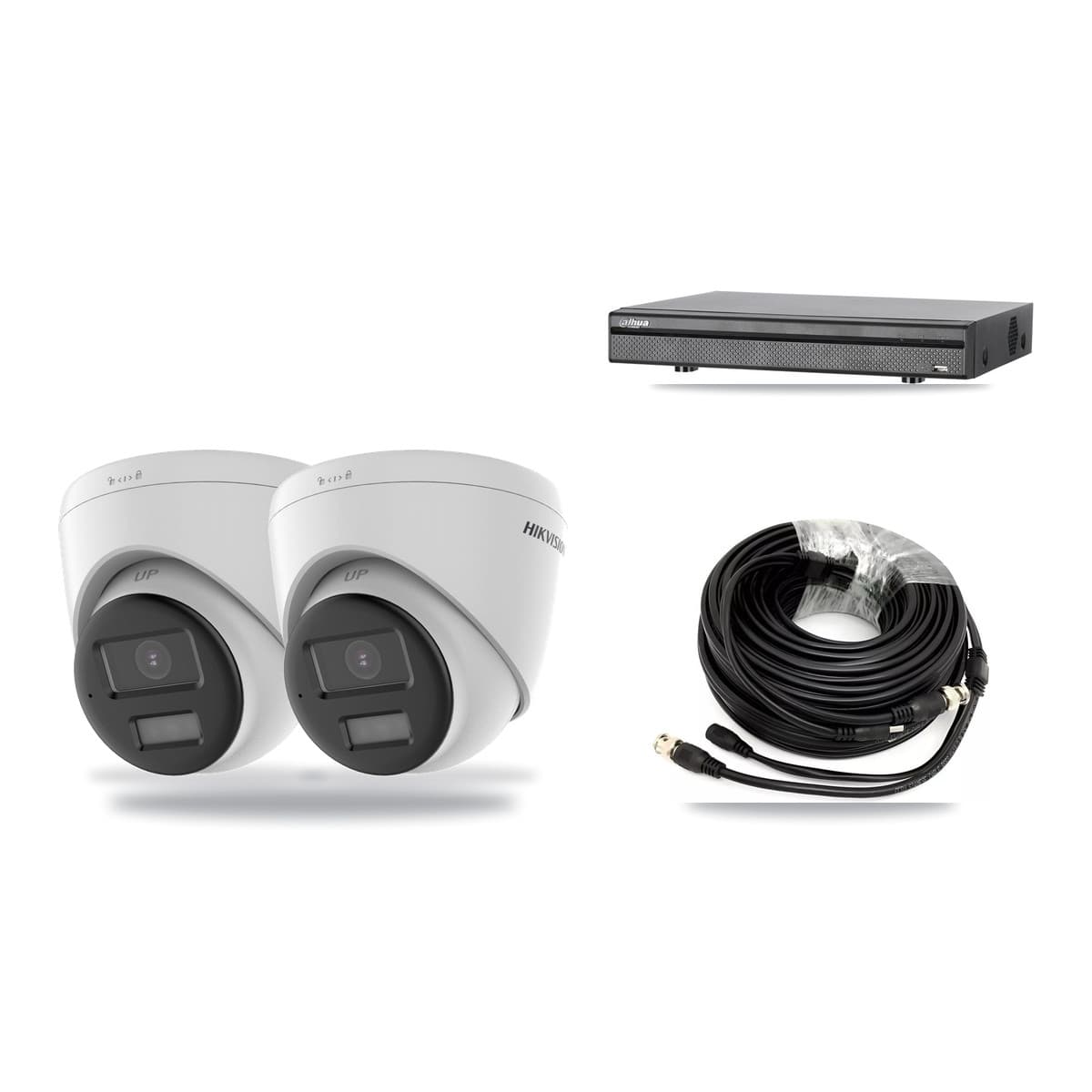 Hikvision & Dahua 8-Channel 5MP CCTV Kit — 2 DS-2CE78K0T-LPTS Turret Cameras + 3TB Recording (DH-XVR5108H-4KL-X-8P Recorder) - Image 1