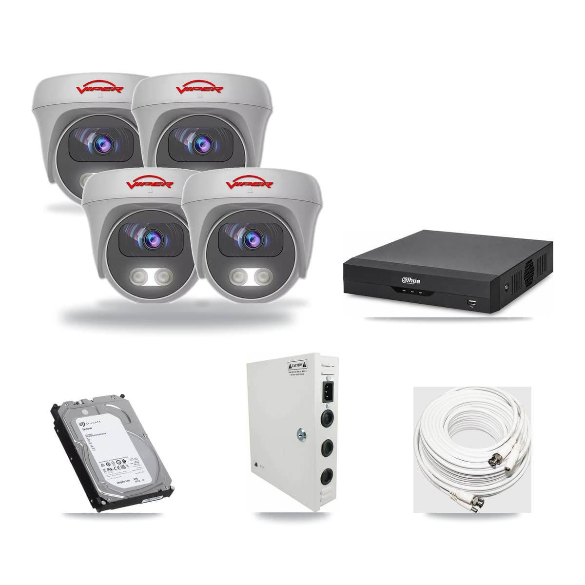 Viper & Dahua 4-Channel 5MP CCTV Kit — 4 Cameras + 6TB Recording - Image 1